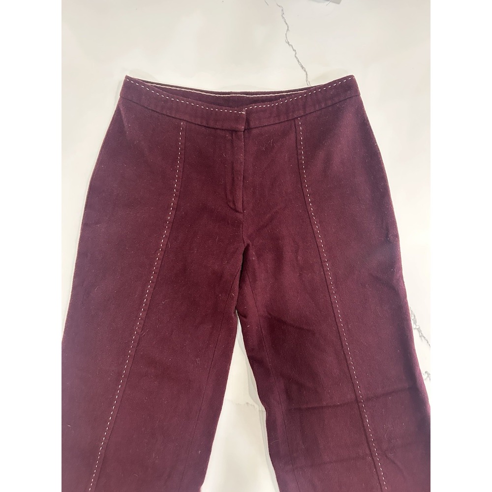 2000s Wool & Cashmere Burgundy Flare Pants Imperial Brand - Picture 2 of 6